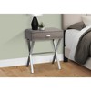 Vynxaria Contemporary Modern Accent Table Brown Laminate (Dark Taupe Wood-Look), Chrome Metal X-Base, 18"L×12"W×22"H - 2 of 4