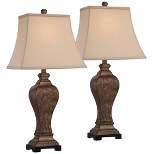 Regency Hill Edgar 29" Tall Urn Traditional Country Cottage Farmhouse Rustic End Table Lamps Set of 2 Brown Bronze Finish Living Room Bedroom Bedside