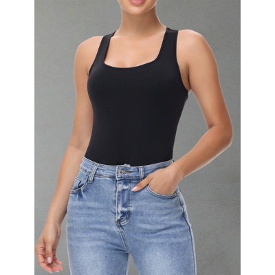 Clotth Women's Square Neck Bodysuit – Sleeveless Racerback Thong Tank Top, Sexy & Comfortable For Everyday