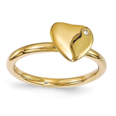 Black Bow Jewelry 14k Gold Plated Sterling Silver 8mm Heart 1pt Diamond Stackable Ring - image 1 of 4