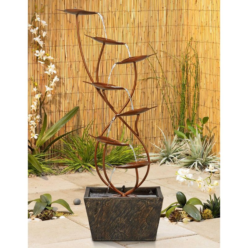 John Timberland Ashton Curved Leaves Modern Cascading Outdoor Floor Water Fountain 41" for Yard Garden Patio Home Deck Porch House Exterior Balcony, 2 of 9