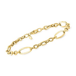Ross-Simons Italian 14kt Yellow Gold Alternating Cable and Paper Clip Link Bracelet - 1 of 3