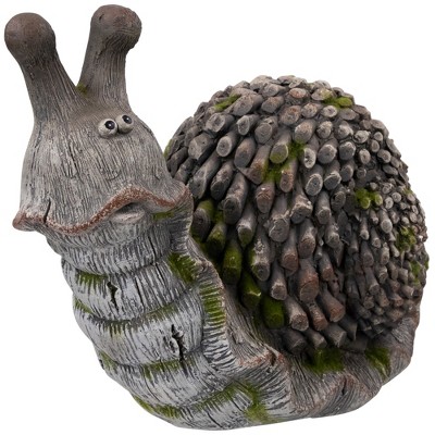Gray and Green Ceramic Snail Garden Statue - 15"