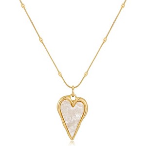 Gold Heart Acrylic Necklace – Dainty Trendy Jewelry for Women - 1 of 4