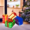Tangkula 4 Ft Stackable Gift Boxes Set of 4 Stacked Boxes with Warm White LED Lights Festive Bows 2 Display Methods Pre-lit Holiday Decoration - 2 of 4