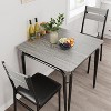 3-Piece Square Dining Table Set for 2, Small Kitchen Table with 2 Chairs, Black Dinette Set for Apartments, Small Spaces, Compact 2-Seater Table - 2 of 4