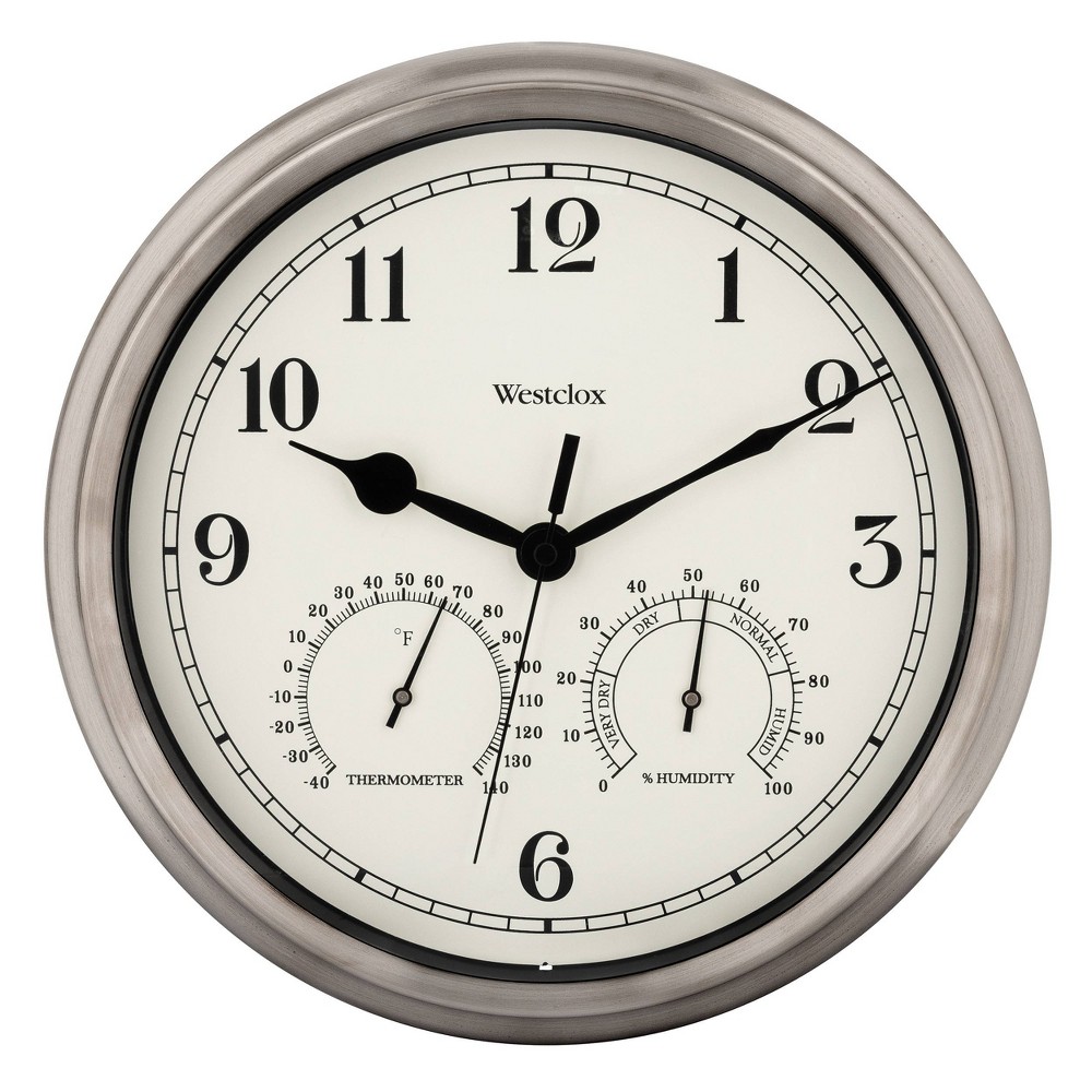 Photos - Wall Clock 12" Indoor/Outdoor  with Weather Resistant Temperature/Humidity