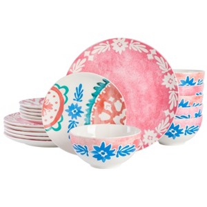 Spice by Tia Mowry Savory Saffron 18 Piece Round Fine Ceramic Dinnerware Set in Golden Red - 1 of 4