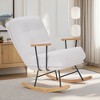 VECELO Upholstered Teddy Fabric Rocking Chair Modern Lounge Rocker Recliner with Adjustable Backrest, Padded Seat White/Pink - 2 of 4