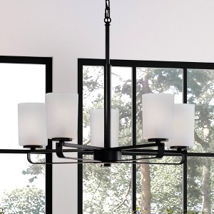 Urban Ambiance Luxury Modern Chandelier 18.625''H x 24''W,  Midnight Black Finish,  Broome Collection, UHP4108 - 1 of 4