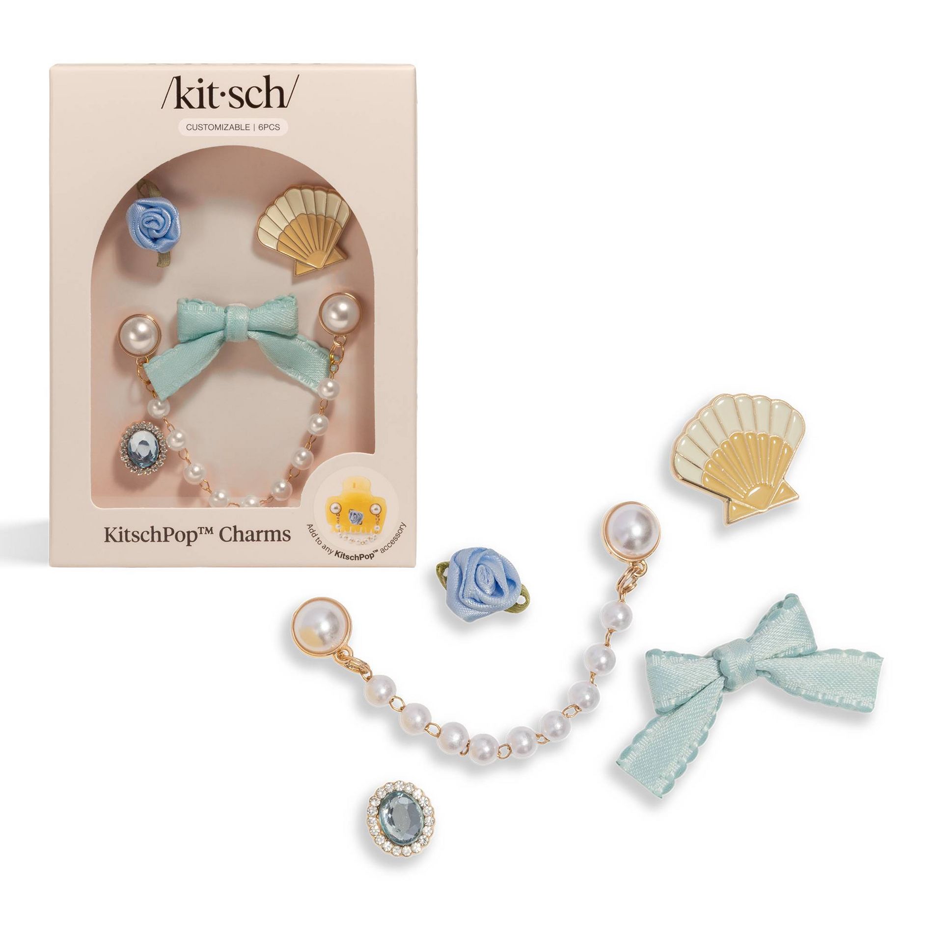 Kitsch KitschPop Coastal Cottage Collection - 6pc: Hair Styling, All Hair Types, Recycled ABS Hair Clips
