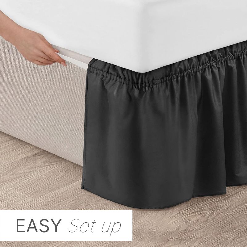 Ruffled Elastic Wrap Around Bedskirt 12 Inch Drop - CGK Linens, 3 of 8