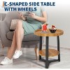 Acekool 2-Tier Round Side Table with Storage Shelf, Sturdy Steel Frame & Wood Finish, Compact End Table for Living Room, Bedroom, Rustic Walnut - 4 of 4