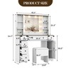 Makeup Vanity with Mirror & Lights, 3 Lighting Modes, Cushioned Stool, Charging Station, 6 Drawers & 2 Cabinets ¨C White Farmhouse Dressing Table - 3 of 4