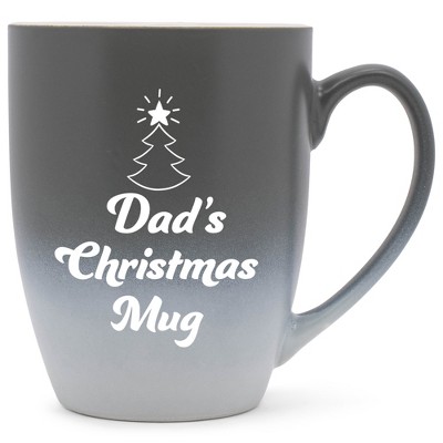 Elanze Designs Dad's Christmas Mug Two Toned Ombre Matte Gray and White 12 ounce Ceramic Stoneware Coffee Cup Mug