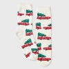 Women's Christmas Tree Shopping Cozy Crew Socks with Gift Card Holder - Wondershop™ Ivory/Red/Green 4-10 - 2 of 3