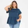 Women's Plus Size Pleated Front Ruffle Sleeve Crew Neck Flowy Summer Casual Babydoll Blouses - GRACE & GRANDEUR - 4 of 4