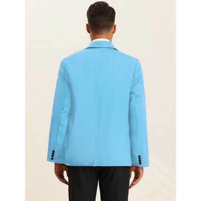 Lars Amadeus Men's Casual One Button Slim Fit Lightweight Blazer Light Blue Small — фото 3