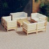 vidaXL Solid Pinewood Patio Lounge Set - 9 Piece, Cream Cushions, Outdoor/Garden Sofa - 2 of 4