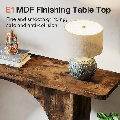 Tribesigns 63-Inch Rustic Brown Wood Console Table with Arch Brace