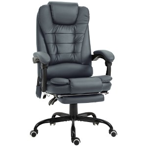 Faux Leather Adjustable High Back Office Recliner Chair with 7-Point Vibrating Massage, Lumbar Support and Footrest - 1 of 4