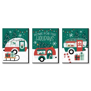 Big Dot of Happiness Camper Christmas - Red and Green Wall Art and Holiday Home Decor - 7.5 x 10 inches - Set of 3 Prints - 1 of 4