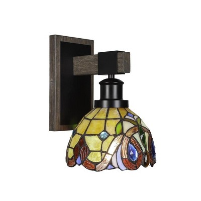 Toltec Lighting Tacoma 1 - Light Sconce in  Black/Painted Wood with 7" Lynx Art Glass Shade
