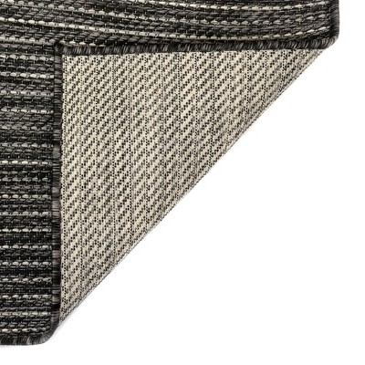 Gray Stripe Flat Woven Square Indoor/Outdoor Rug