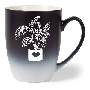 Elanze Designs Botanical Foliage Nature Coffee Cup Mug 12 Ounce Ceramic With Ombre Gradient Elegant Minimalist Calathea in Heart Planter Silhouette - 1 of 4