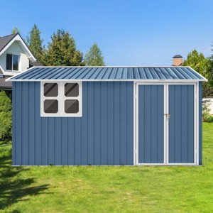 Coolbibila-10Ftx12Ft Storage Sheds, Metal Sheds With Waterproof Roofs And Durable Metal Frame, Tool Sheds With Lockable Doors And Window - 1 of 4