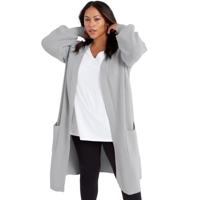 June + Vie by Roaman's Women's Plus Size Open-Front Cardigan