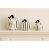 Transpac Dolomite Slim Black and White Pumpkins Set of 3 for Halloween Decorative Objects - 3 of 3