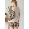 Slickblue Women's Stylish Sweater Top, Color Block Plaid Pocket & Sleeves, Contrast Stitch Neck, Coral/Rust, Size S-L - 4 of 4