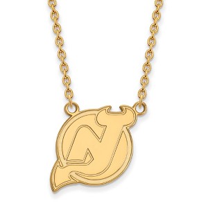 Black Bow Jewelry 14k Yellow Gold New Jersey Devils NHL Necklace 18 Inch - 1 of 4