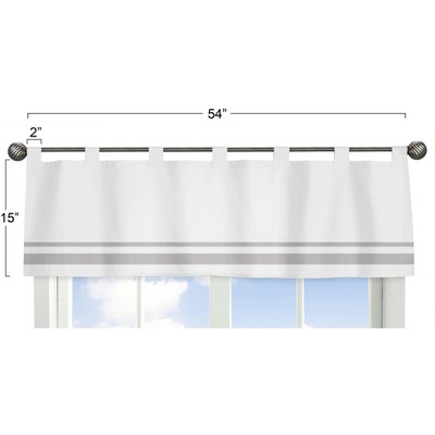White and Gray Cotton Tab Top Window Valance