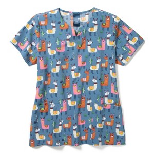 Zoe and Chloe Zoe+Chloe Performance Notch Neck Print Scrub Top - 1 of 1