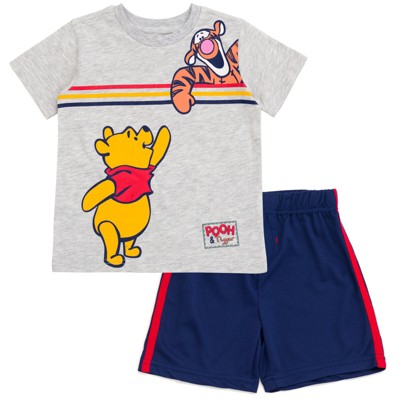 Disney Winnie the Pooh Lion King Monsters Inc. Toy Story Incredibles Lilo & Stitch T-Shirt and Mesh Shorts Outfit Set Toddler