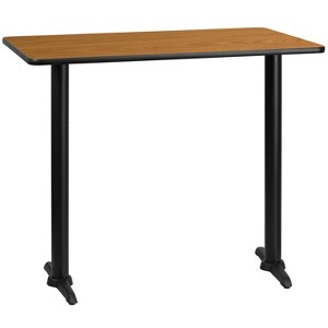 Flash Furniture 30'' x 48'' Rectangular Natural Laminate Table Top with 5'' x 22'' Bar Height Table Bases - 1 of 2