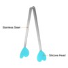 Unique Bargains Stainless Steel Silicone Tips Heart Shape Food Tongs - 4 of 4