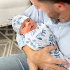 Sweet Jojo Designs Boy, Girl, Unisex/Gender Neutral Baby Cocoon and Beanie Hat Swaddle Wrap Botanical Blue, Grey and White 2pc - 3 of 4