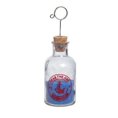 Beachcombers Card Holder With Periwinkle Sand Shell Glass Coastal Nautical Beach Ocean 2.17 x 2.17 x 6.3