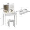 Gulches Vanity Desk Set With Mirror For Makeup, Makeup Table With Drawer Storage , Vanity Dressing Table For Bedroom With LED Light ,White - 4 of 4