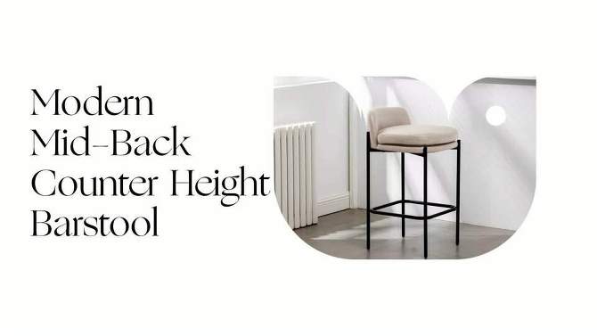 Modern Mid-Back Counter Height Barstool - WOVENBYRD, 2 of 11, play video