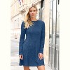 2025 Women's Long Sleeve Sweater Dress for Fall, Crew Neck Knit Midi Dress Navy - 2 of 4