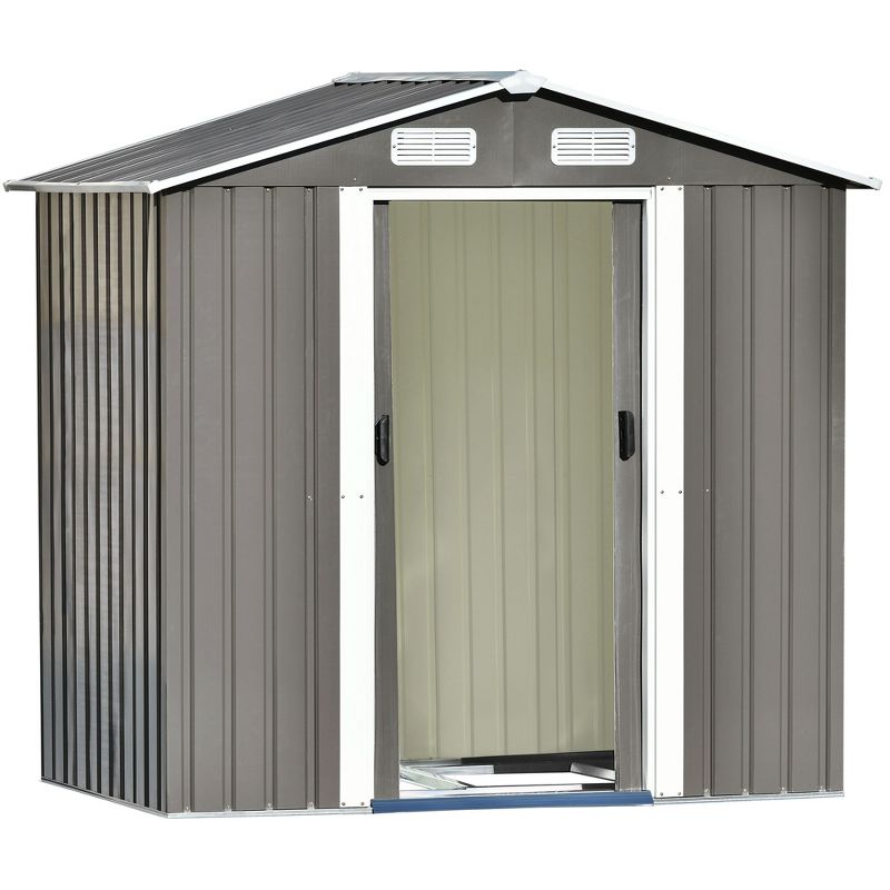 Patio 6ft x4ft Metal Storage Shed with Lockable Door, Tool Cabinet with Vents and Foundation-ModernLuxe, 2 of 12