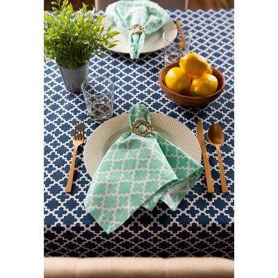 Nautical Blue and White Cotton Rectangular Tablecloth