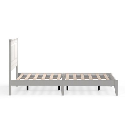 Queen White Oak Cottage Style Platform Bed with Headboard