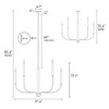 LNC Priamurskiy 8-Light 37.4" Modern Candle Oversized Chandelier, Matte Black and Polished Gold - 3 of 4