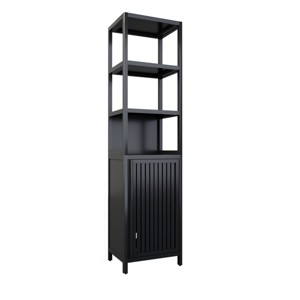 GlasFlength 64.76" Bathroom Storage Cabinets Bathroom Floor Cabinet Freestanding Tower Cabinet with 3 Tier Shelves for Bathroom, Black - 1 of 4