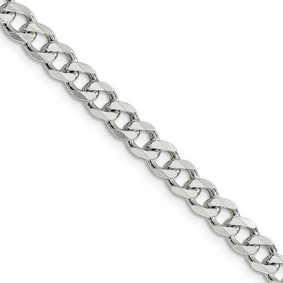Black Bow Jewelry 5.5mm Sterling Silver, Solid Curb Chain Necklace